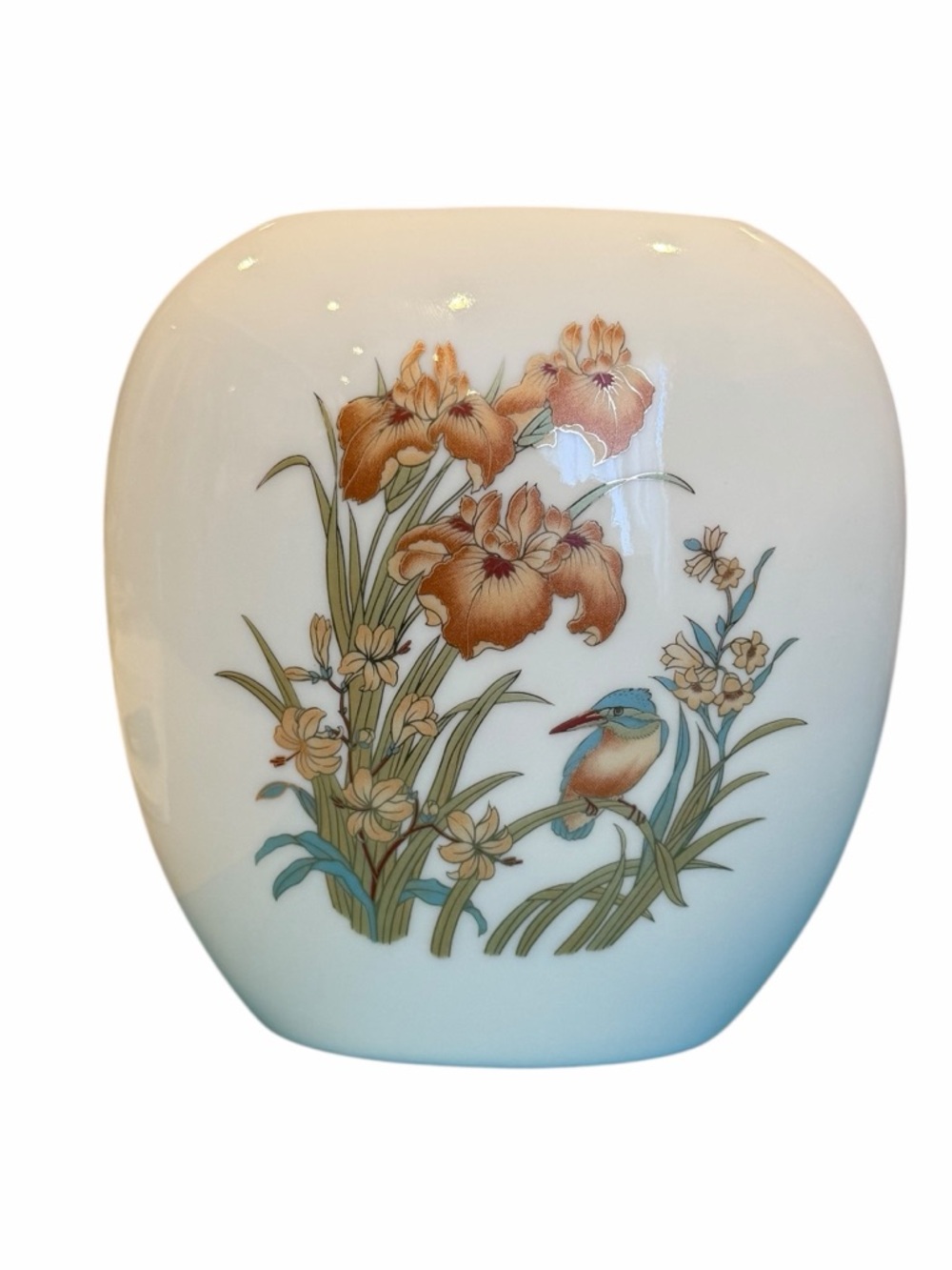 Shaddy VINTAGE 1980s Japanese Porcelain Hand-Painted Pillow Vase